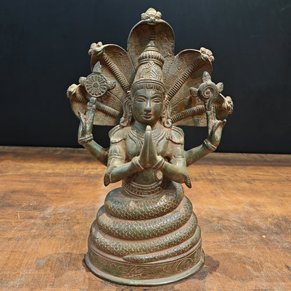 Brass Patanjali Idol Antique Finish 11 Inch by vendor-unknown - Hindu Gods