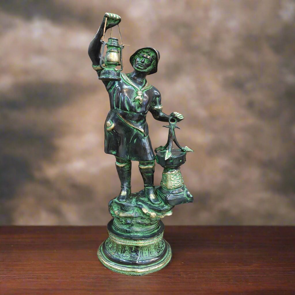 Brass Pirate Warrior Decor Showpiece With Lantern 27 inches