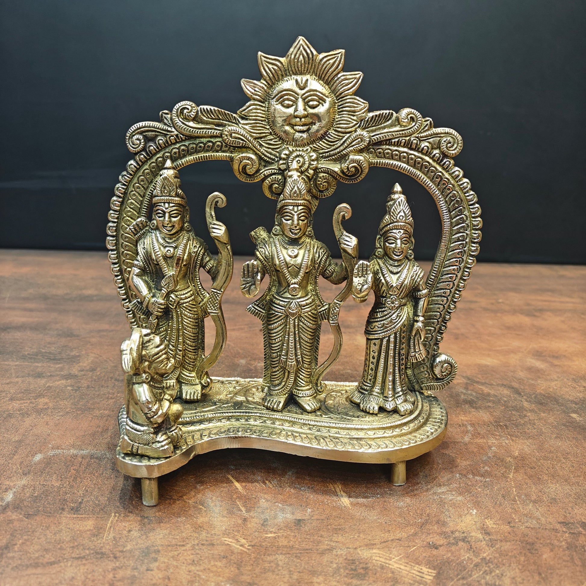 Brass Ram Darbar Idol For Home Temple Decor 8.5 Inch - Eco-friendly - Sama Homes