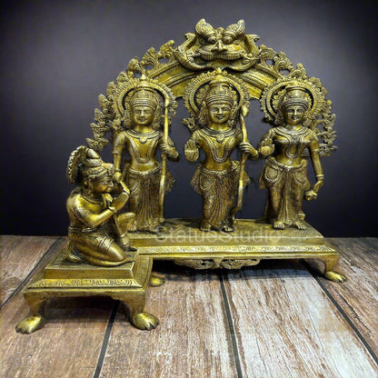 Brass Ram Darbar Statue Rama Family Antique Finish For Home Decor 17" by vendor-unknown - Hindu Gods