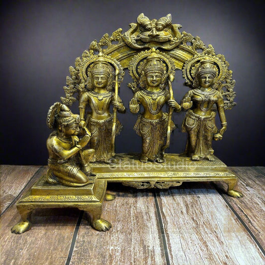 Brass Ram Darbar Statue Rama Family Antique Finish For Home Decor 17"