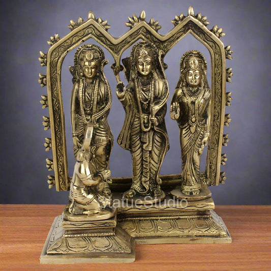 Brass Rama With Family Laxman Sita Hanuman Idol For Home Decor 8 Inch