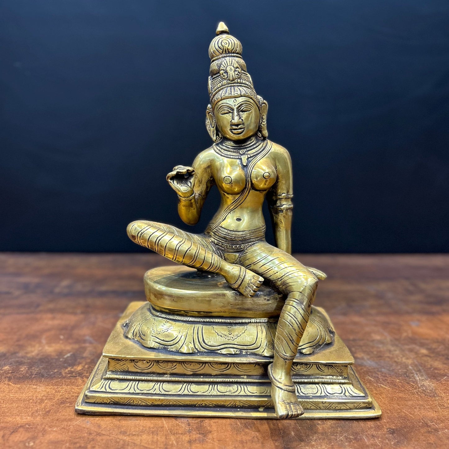 Brass Seated Parvati Uma Devi Idol 14 Inches