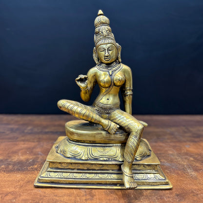 Brass Seated Parvati Uma Devi Idol 14 Inches by vendor-unknown - Hindu Gods