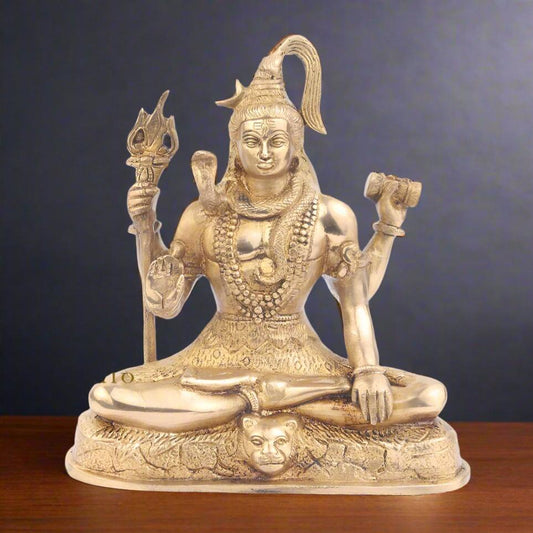 Brass Shankar Bhagwan Blessing Shiva Idol 9"