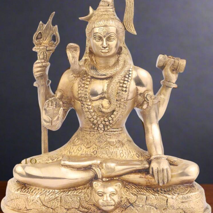 Brass Shankar Bhagwan Blessing Shiva Idol 9" by vendor-unknown - Hindu Gods (View 2)