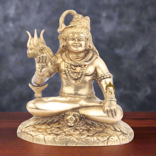 Brass Shankar Bhagwan Mahayogi Shiva Statue 8"