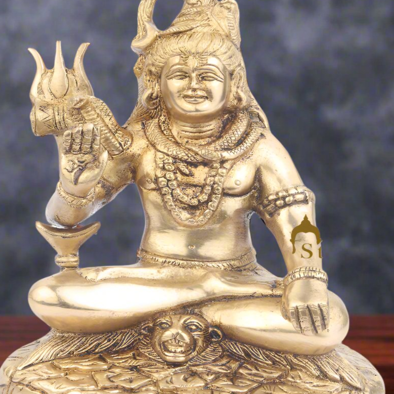 Brass Shankar Bhagwan Mahayogi Shiva Statue 8"