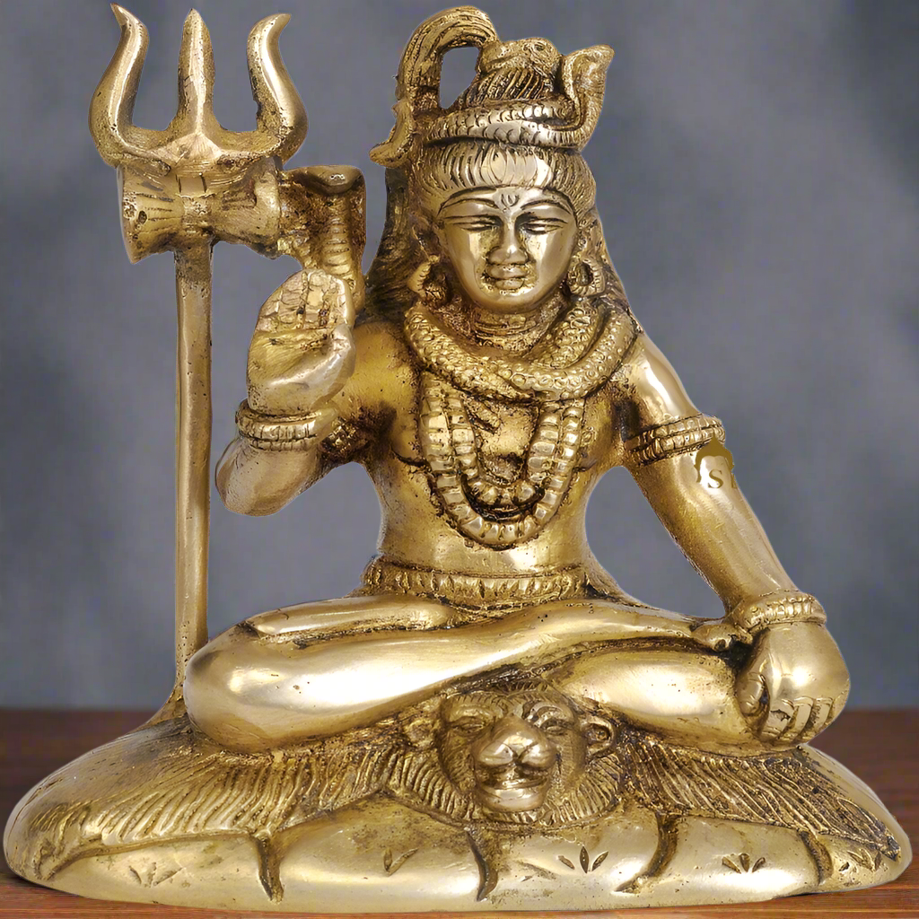 Brass Shankar Bhagwan Murti Shiva Idol 6 Inch