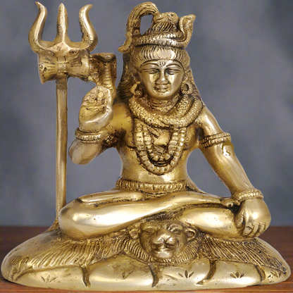 Brass Shankar Bhagwan Murti Shiva Idol 6 Inch by vendor-unknown - Hindu Gods