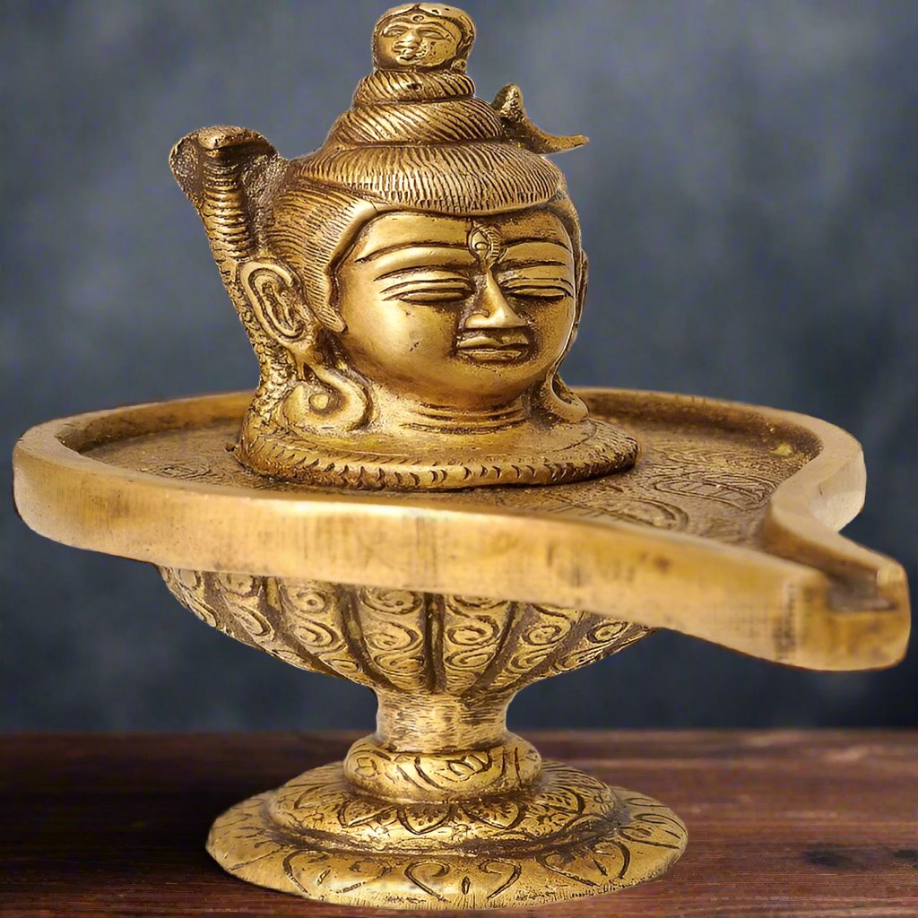 Brass Shiv Lingam Lord Shiva Enshrined as Linga 6" - Eco-friendly - Sama Homes