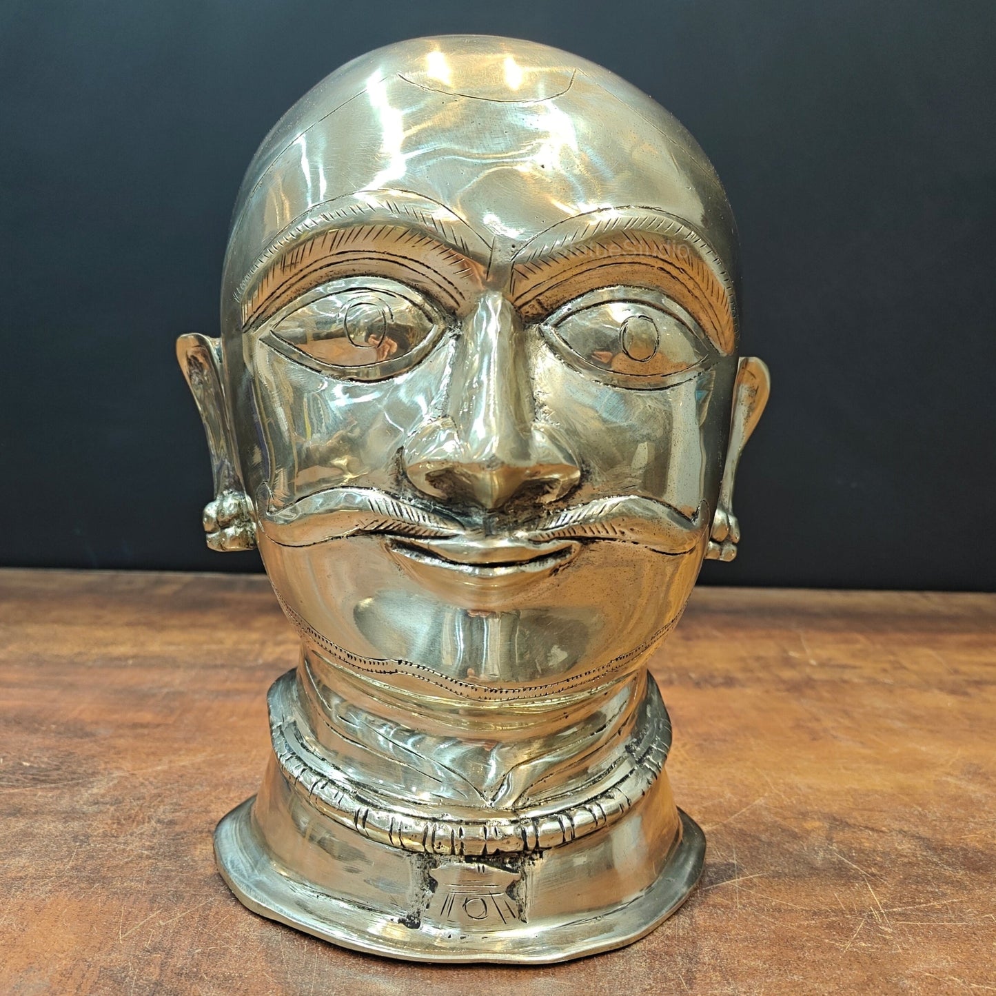 Brass Shiva Head Statue Mukhalingam Face 10 Inch