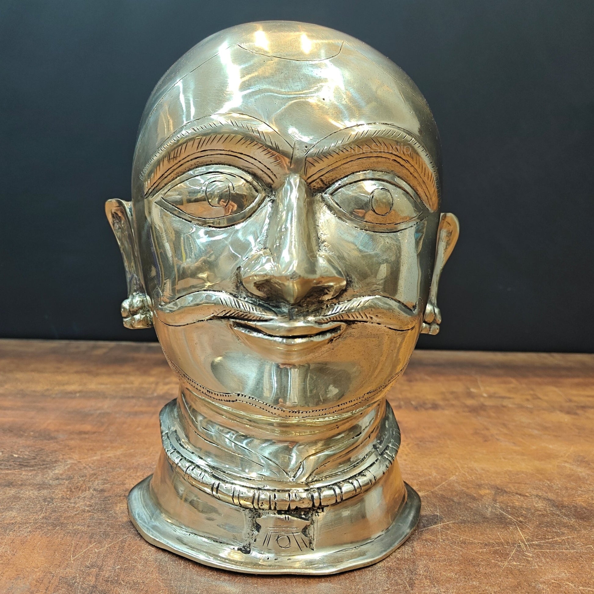 Brass Shiva Head Statue Mukhalingam Face 10 Inch - Eco-friendly - Sama Homes