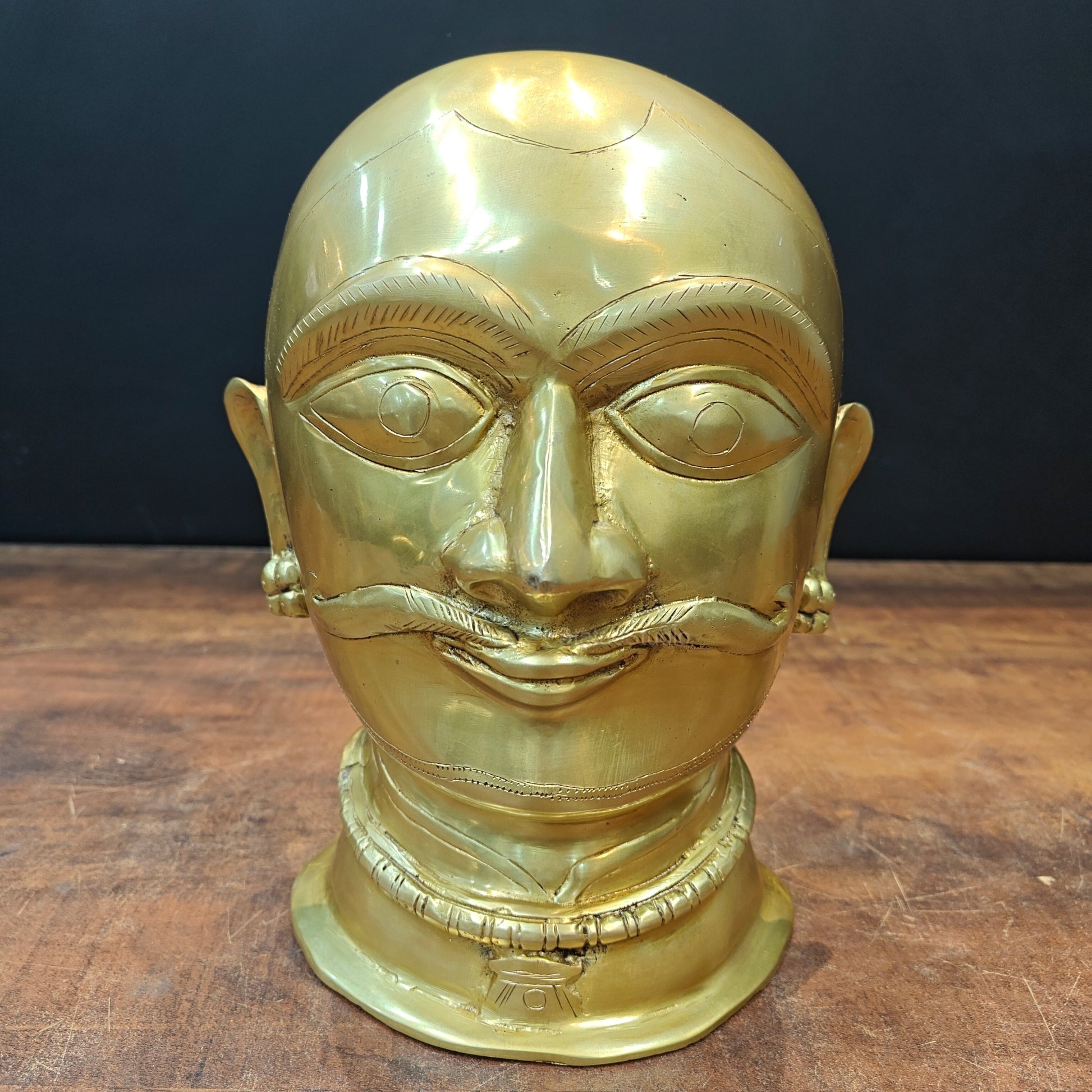 Brass Shiva Head Statue Mukhalingam Face 10 Inches - Eco-friendly - Sama Homes