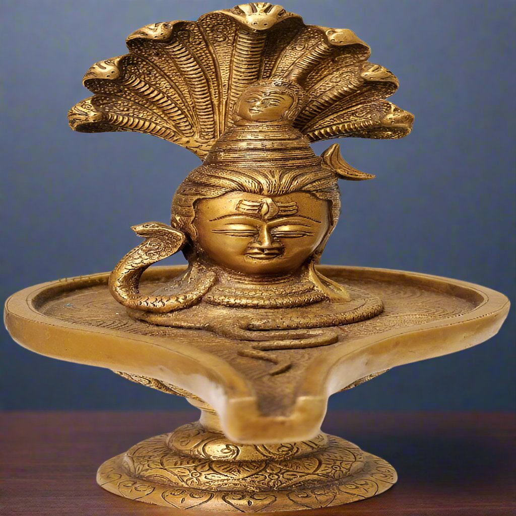 Brass Shiva Lingam Lord Shiva Enshrined as Lingam 10"