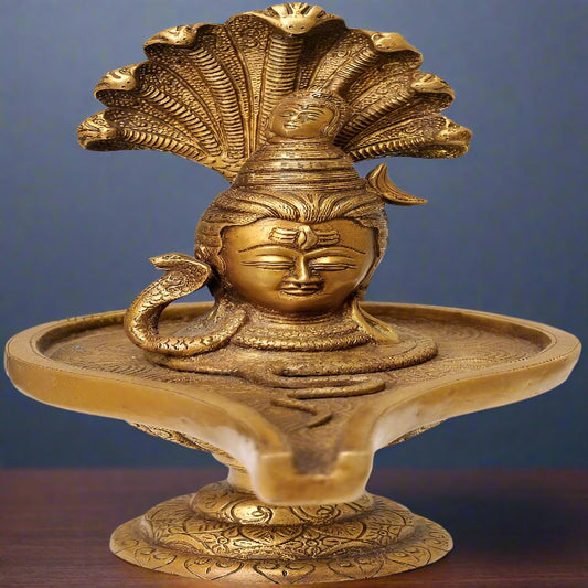 Brass Shiva Lingam Lord Shiva Enshrined as Lingam 10"