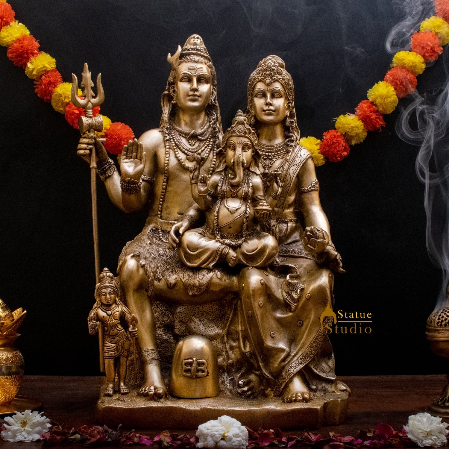 Brass Large Shiva Parivar Idol 2 Feet - Eco-friendly - Sama Homes