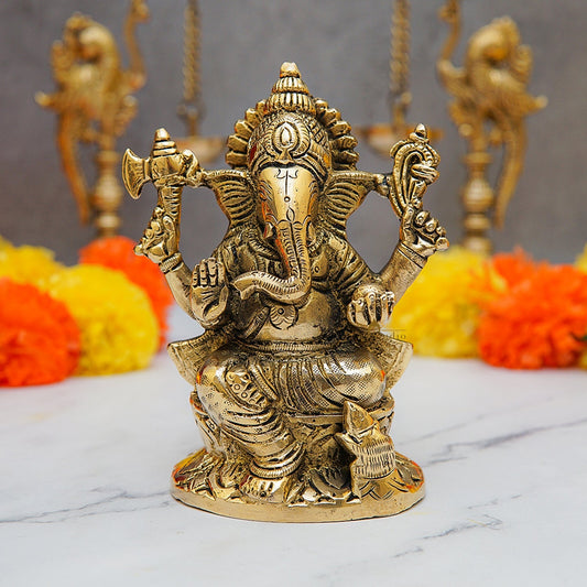 Brass Small Ganesha Idol 5 Inch