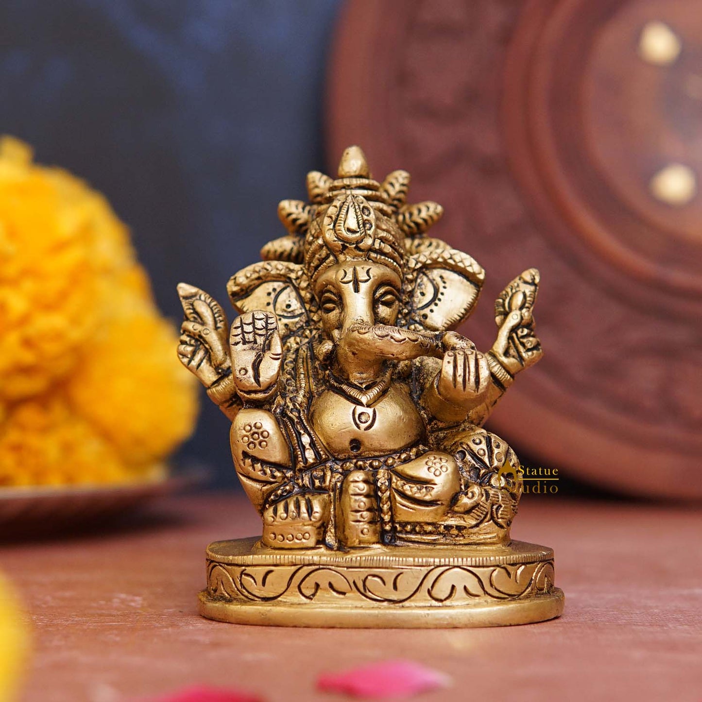Brass Small Ganesha Statue 3 Inch