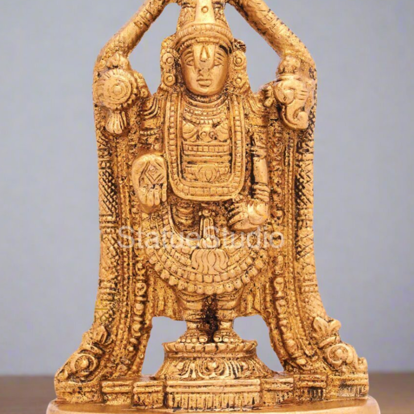 Brass Small Tirupati Balaji Idol For Temple Pooja Decor 4 Inch