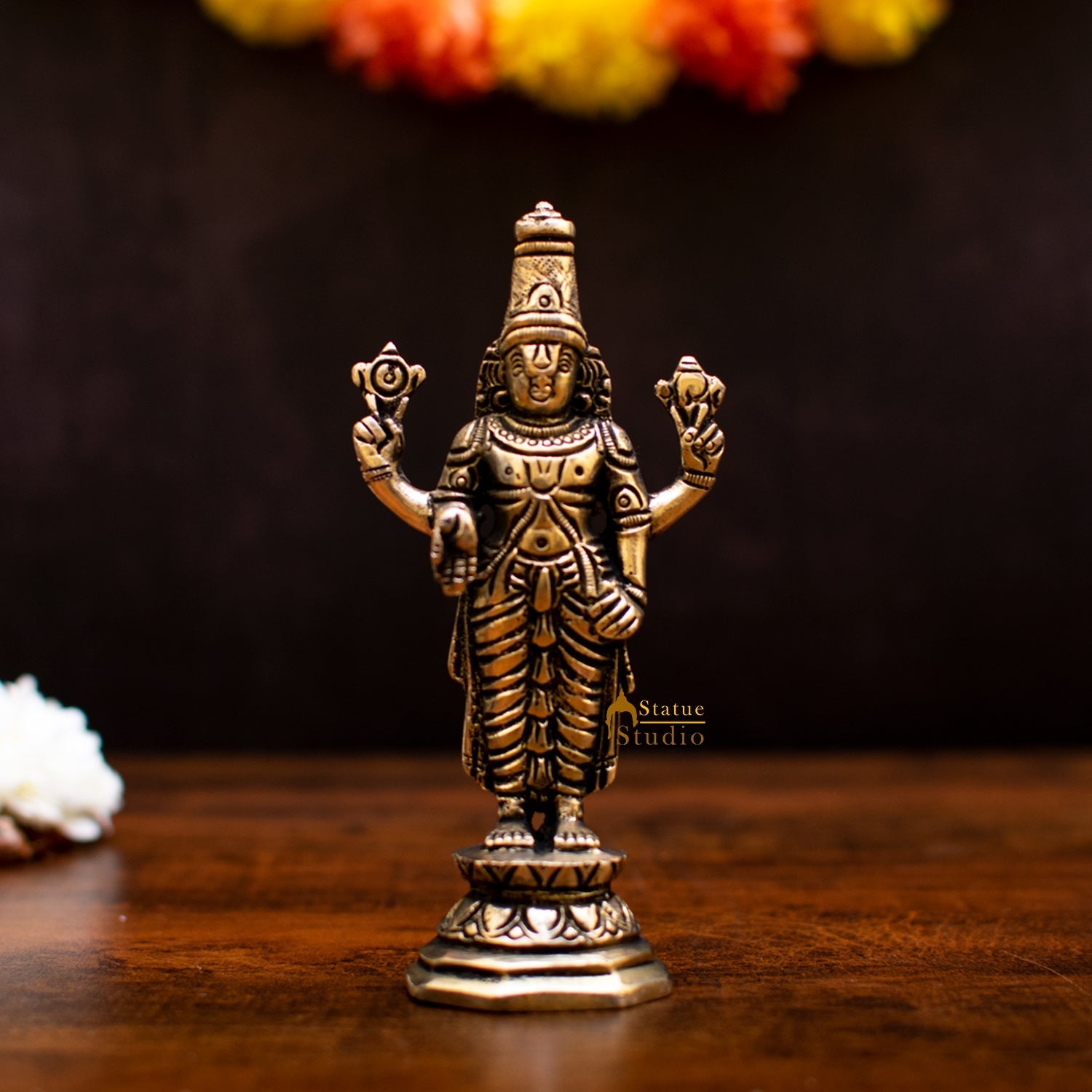 Brass Small Tirupati Balaji Statue 6 inch - Eco-friendly - Sama Homes