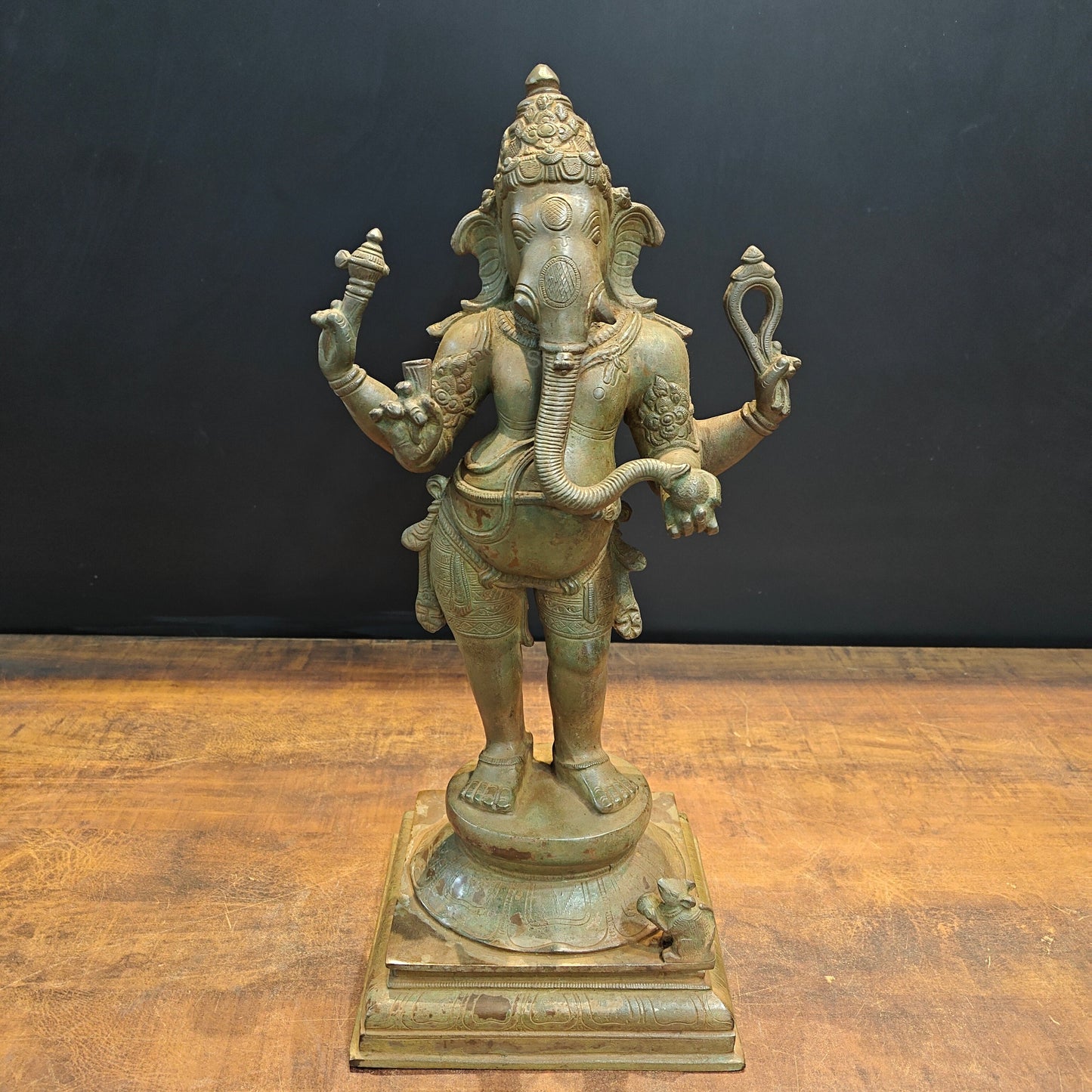 Brass Standing Ganesha Idol Antique Finish 19 Inches