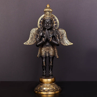 Brass Standing Garuda Idol Antique Finish Vishnu Vahana 12 Inch by vendor-unknown - Hindu Gods