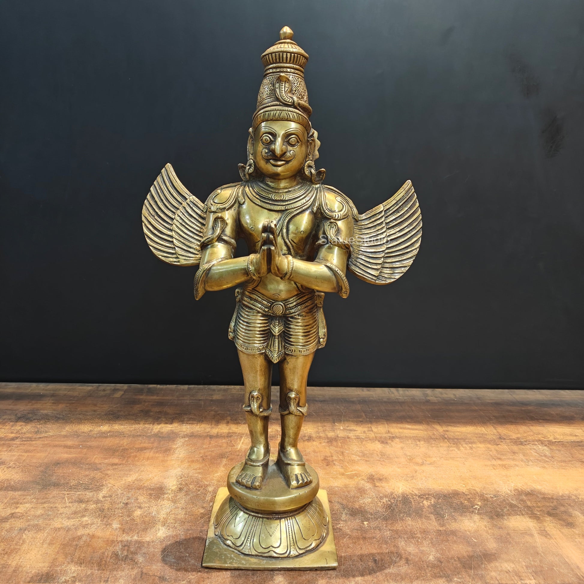 Brass Standing Garuda Idol For Home Decor Showpiece 2 Feet - Eco-friendly - Sama Homes