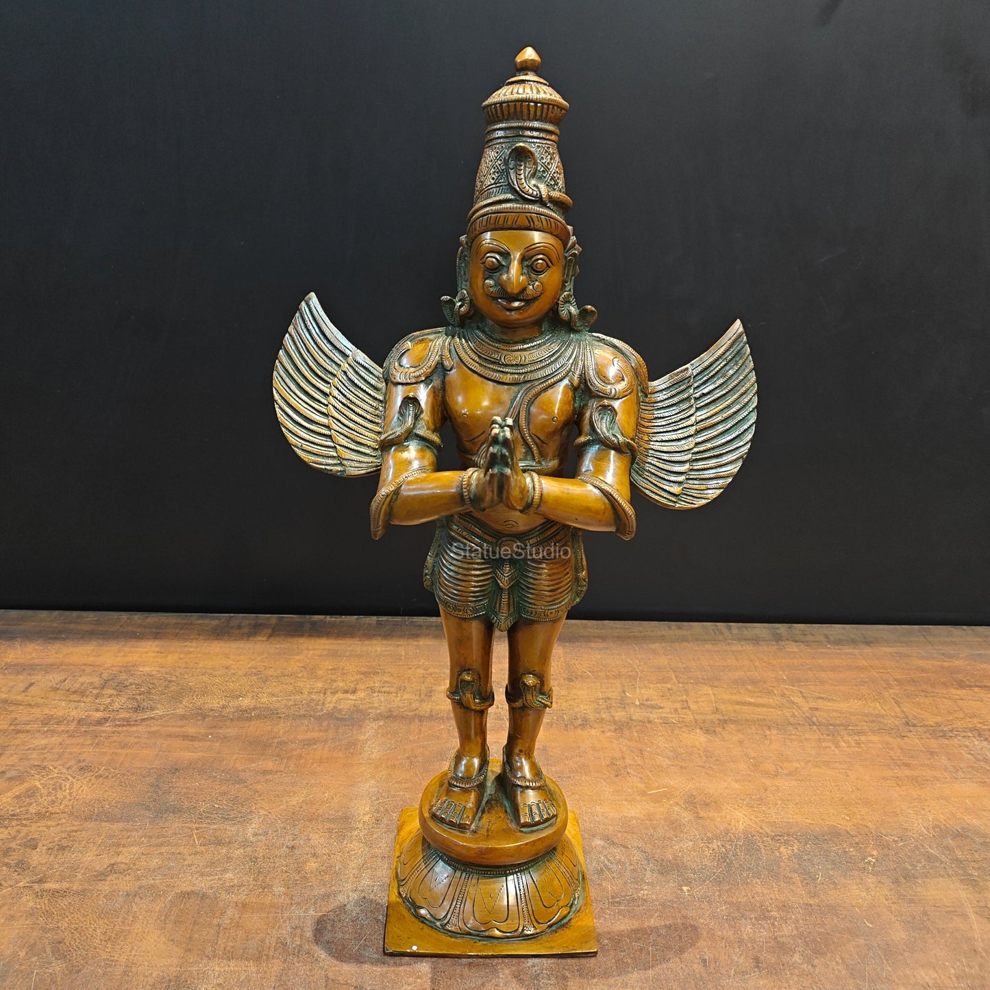 Brass Standing Garuda Statue Copper Patina Finish 2 Feet