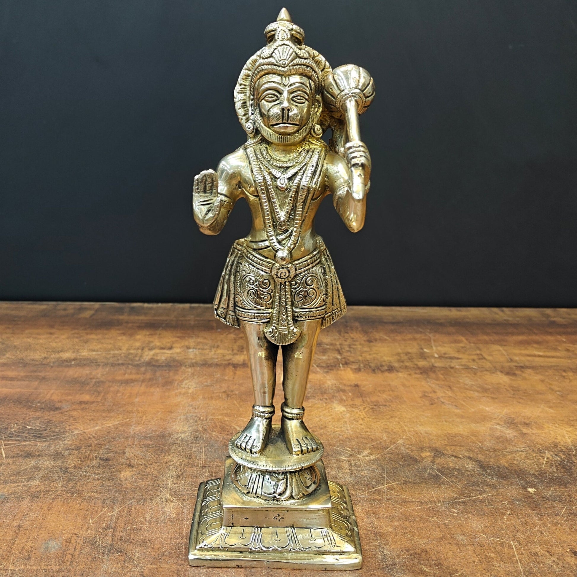Brass Standing Hanuman Idol 1 Feet - Eco-friendly - Sama Homes