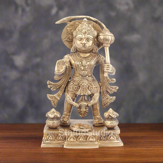 Brass Standing Hanuman Idol For Home Decor Showpiece 10"