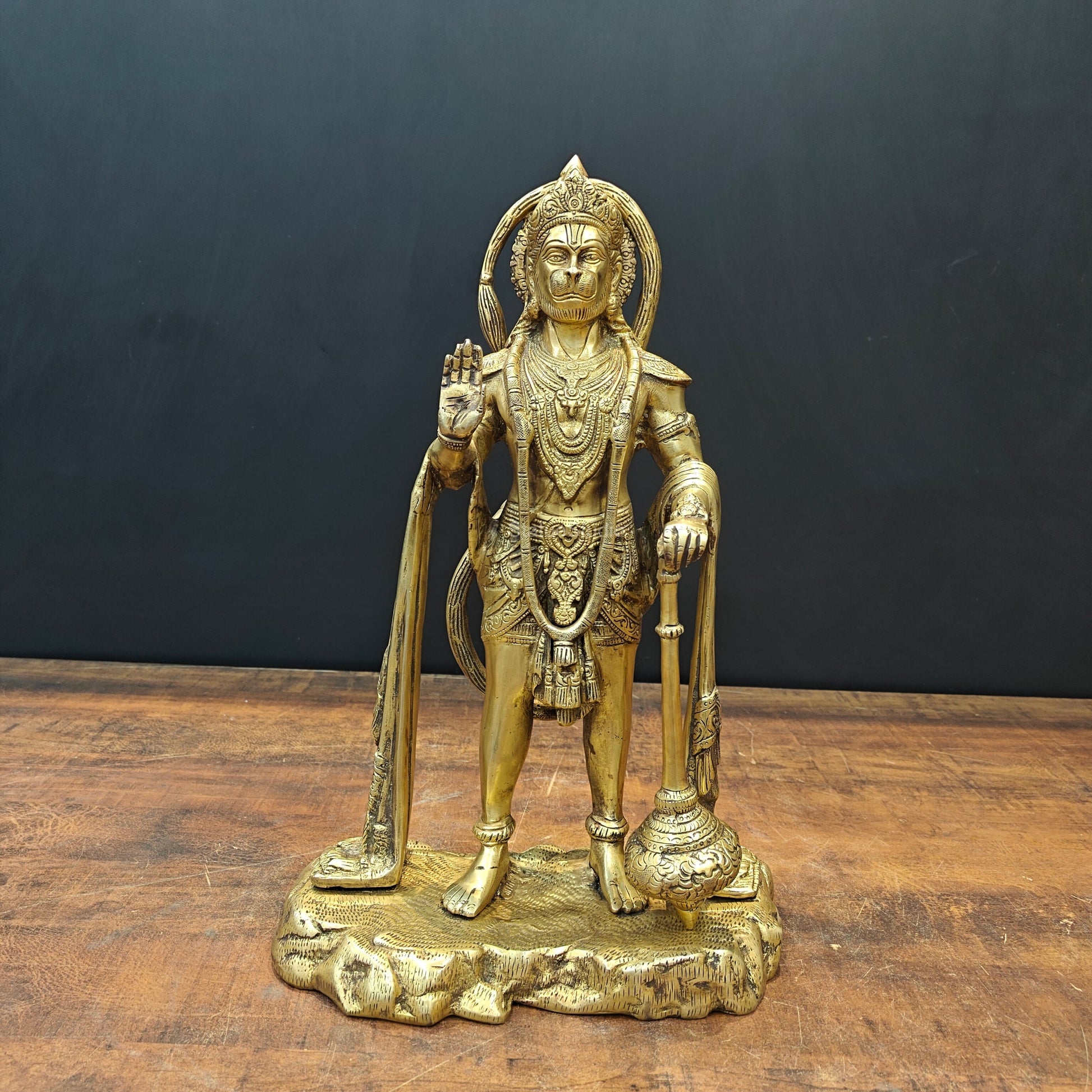 Brass Standing Hanuman Statue 17 Inch - Eco-friendly - Sama Homes