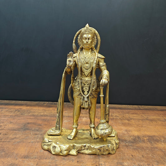 Brass Standing Hanuman Statue 17 Inch
