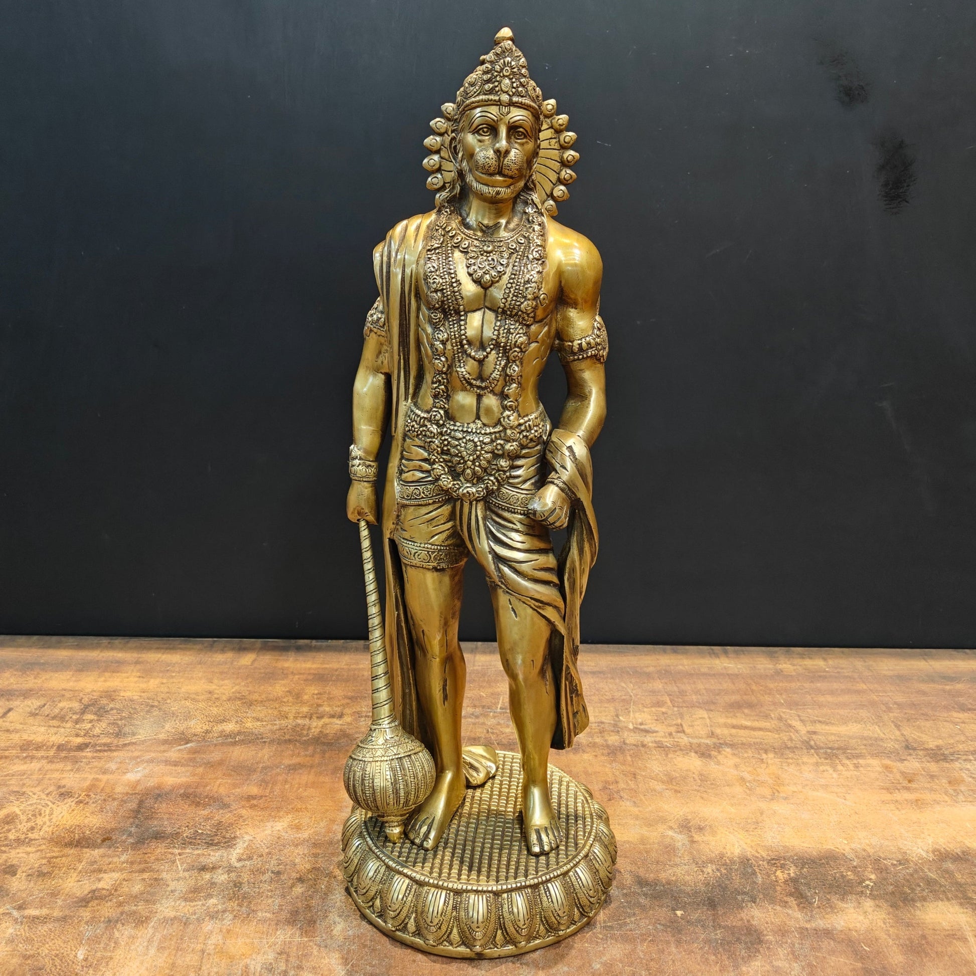 Brass Standing Hanuman Statue 23 Inches - Eco-friendly - Sama Homes