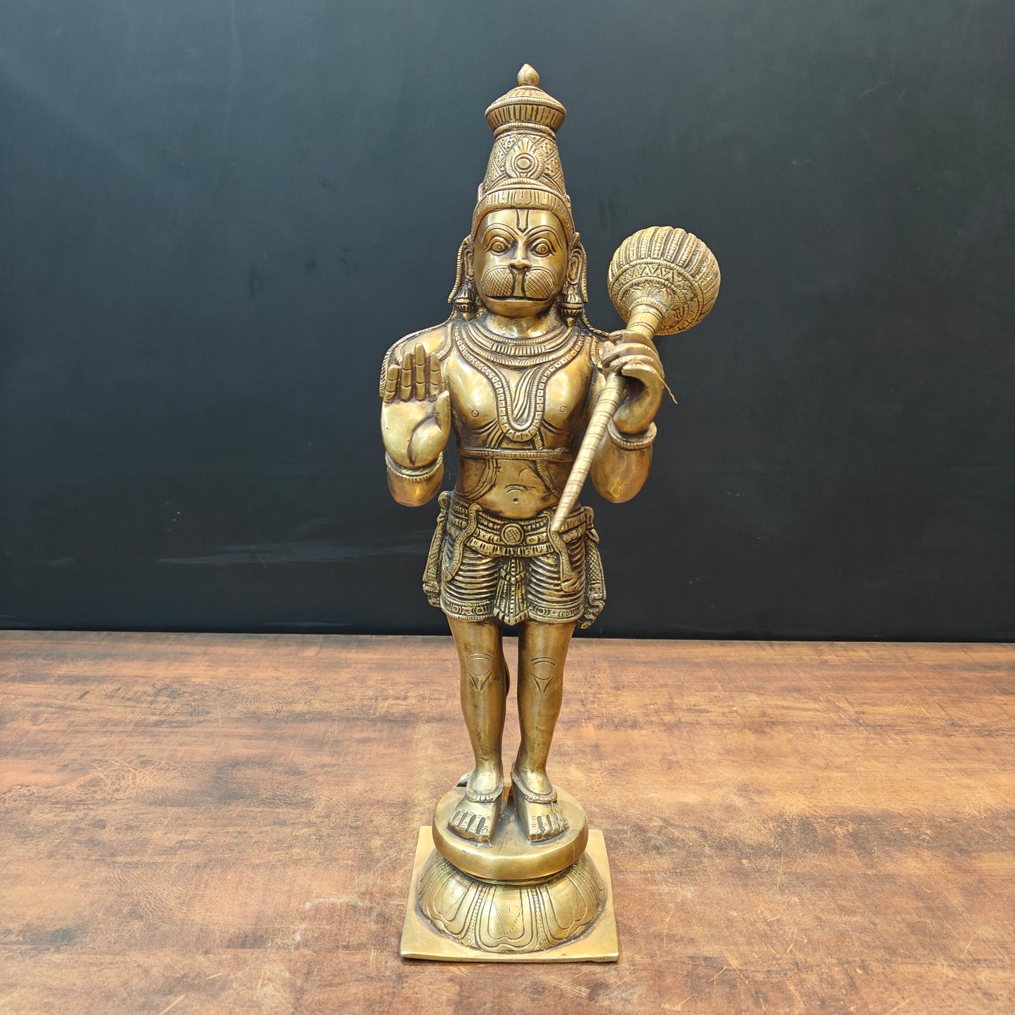 Brass Standing Hanuman Statue Aashirwad Mudra 22 Inches