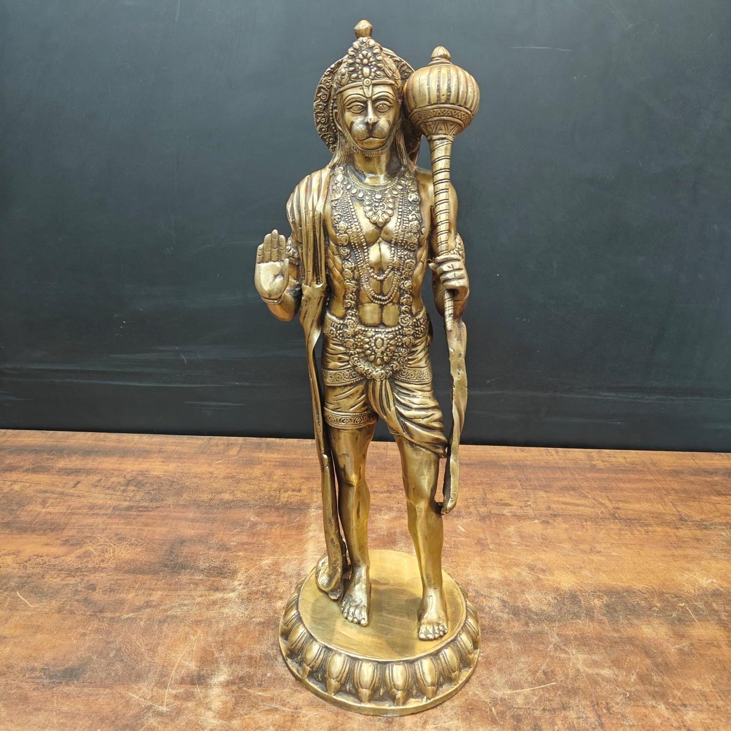 Brass Standing Hanuman Statue Blessing Mudra For Home Decor 2 Feet - Eco-friendly - Sama Homes