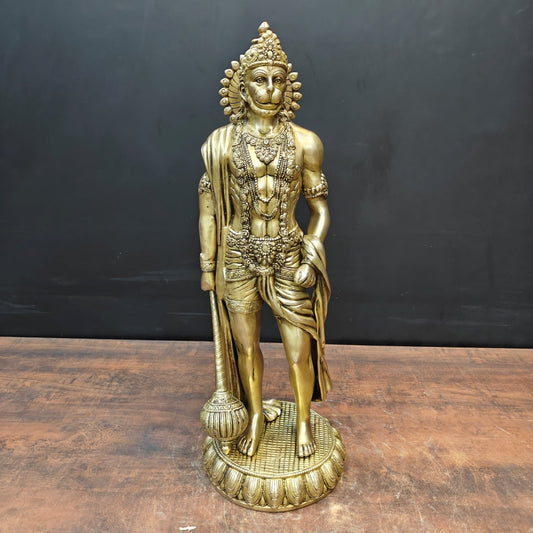 Brass Standing Hanuman Statue For Home Decor 2 Feet