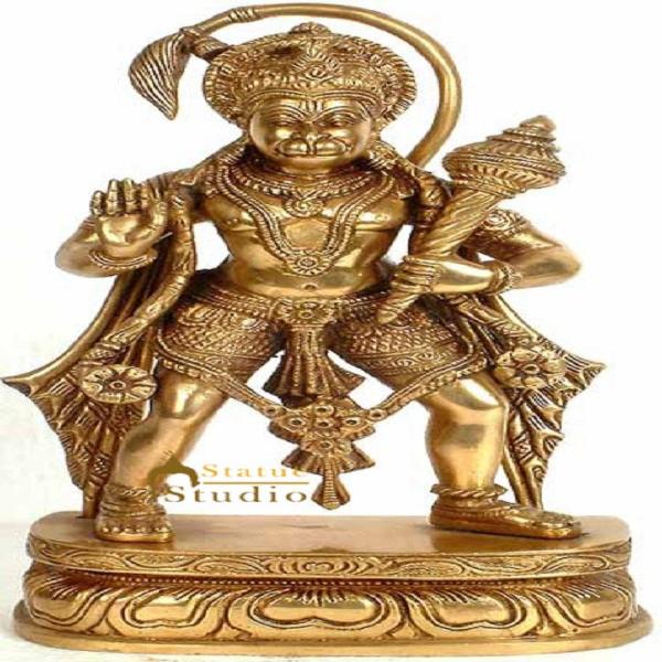 Brass Standing Hanuman Statue For Home Decor Showpiece 11" - Image 2