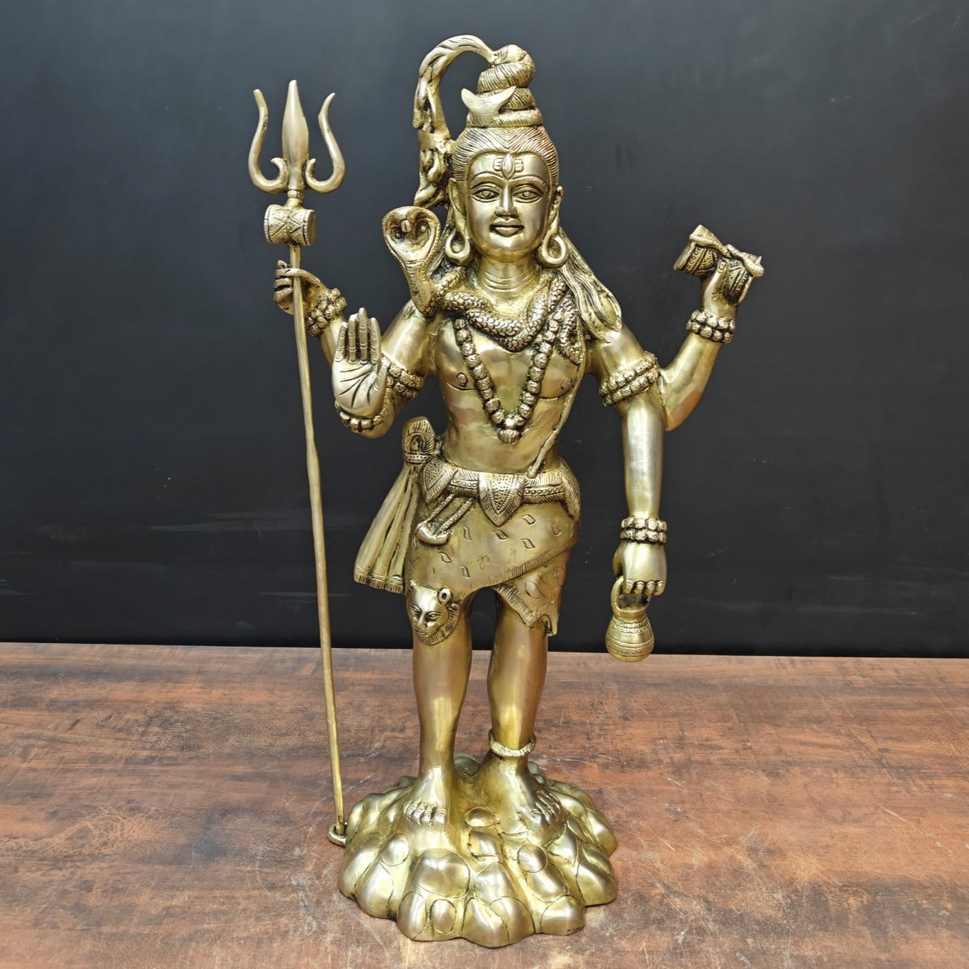Brass Standing Lord Shiva Statue 2 Feet - Eco-friendly - Sama Homes