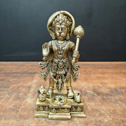 Brass Standing Mahabali Hanuman Idol 10 Inch by vendor-unknown - Hindu Gods