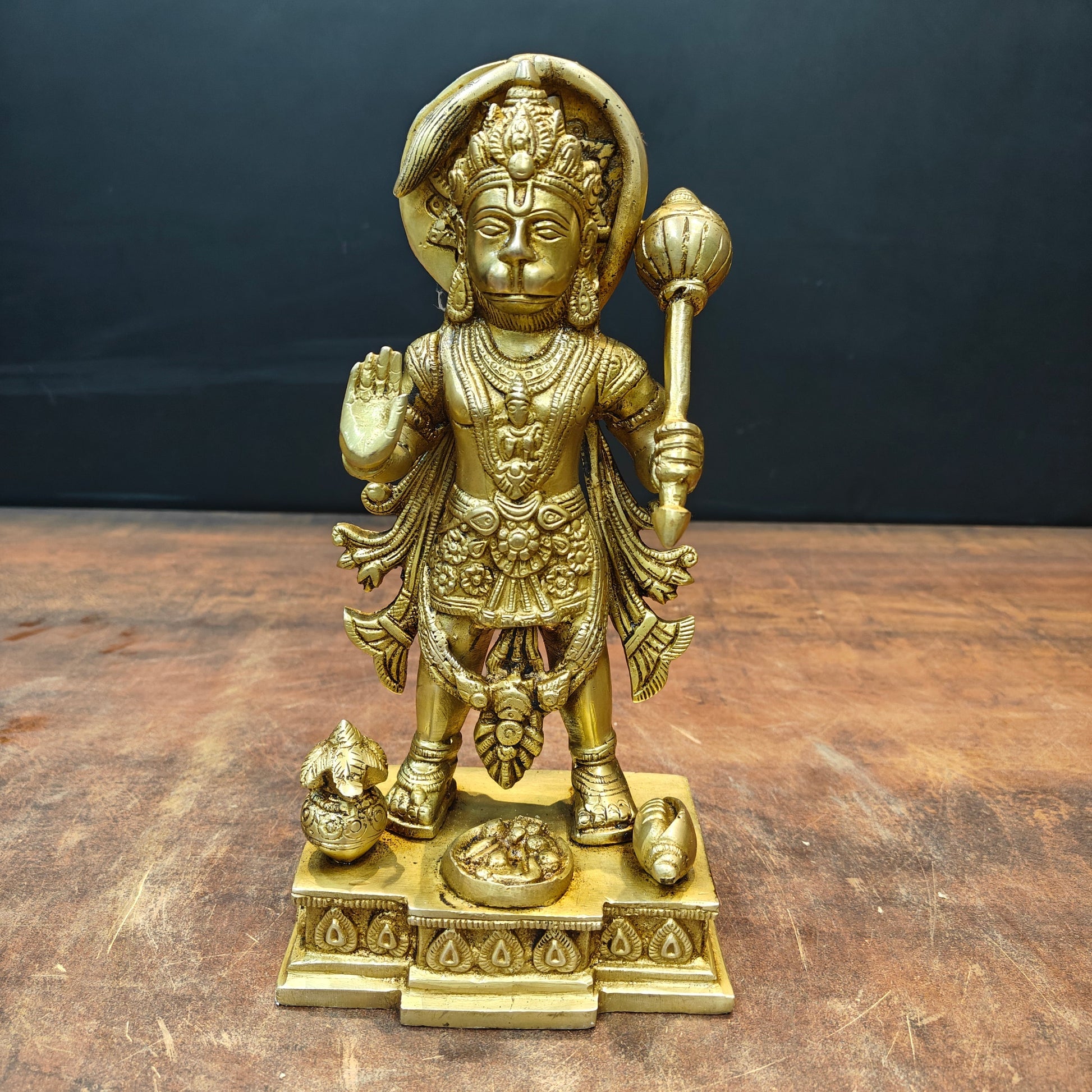 Brass Standing Mahabali Hanuman Statue 10 Inch - Eco-friendly - Sama Homes
