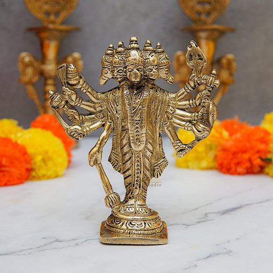 Brass Standing Panchmukhi Hanuman Statue 5 Inch