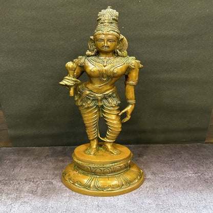 Brass Standing Parvati Idol Uma Devi Statue Copper Patina Finish For Home Decor 1.5 Feet by vendor-unknown - Hindu Gods