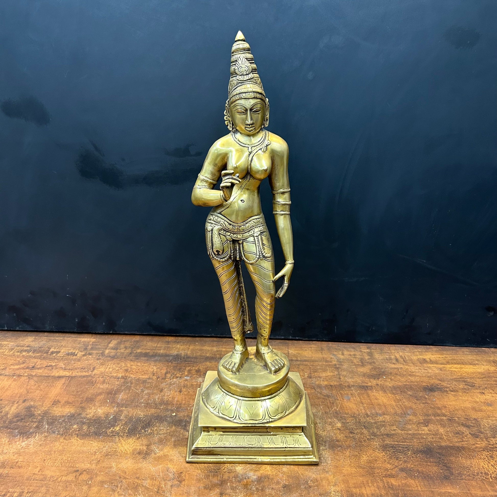 Brass Standing Parvati Uma Devi Statue 2 Feet - Eco-friendly - Sama Homes