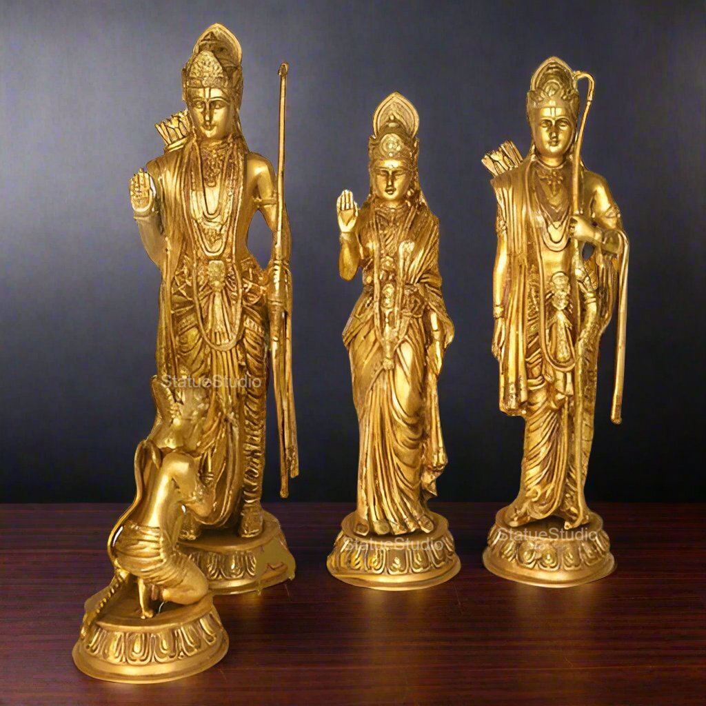 Brass Standing Ram Darbar Statue For Home Decor 1.5 Feet - Eco-friendly - Sama Homes