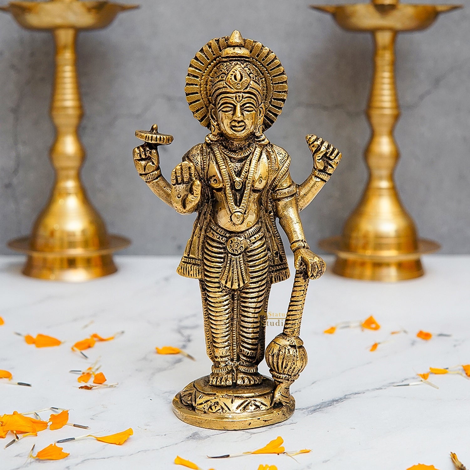 Brass Standing Vishnu Idol 6.5 Inch - Eco-friendly - Sama Homes