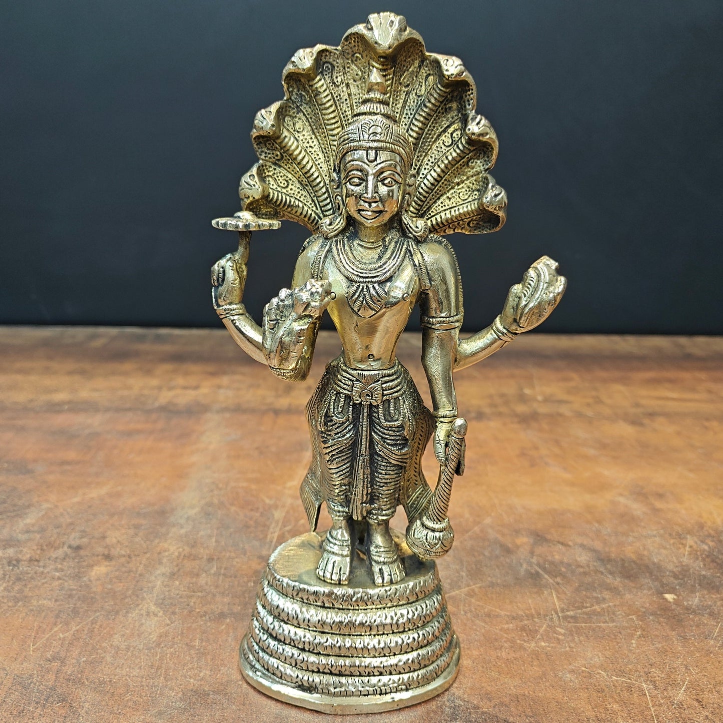 Brass Standing Vishnu Statue Narayana Murti 10 Inch