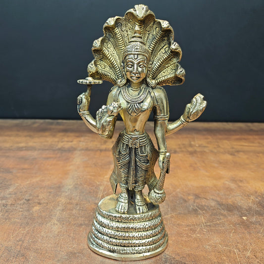 Brass Standing Vishnu Statue Narayana Murti 10 Inch