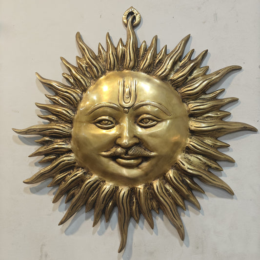 Brass Sun Mask Wall Hanging For Vastu & Decor 22 Inches