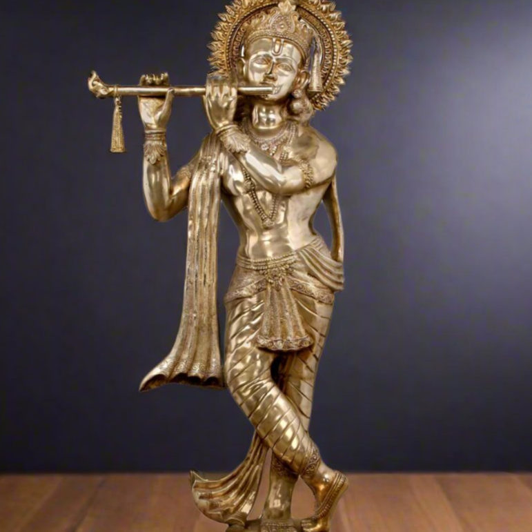 Brass Super Large Size Krishna Idol 6.5 Feet